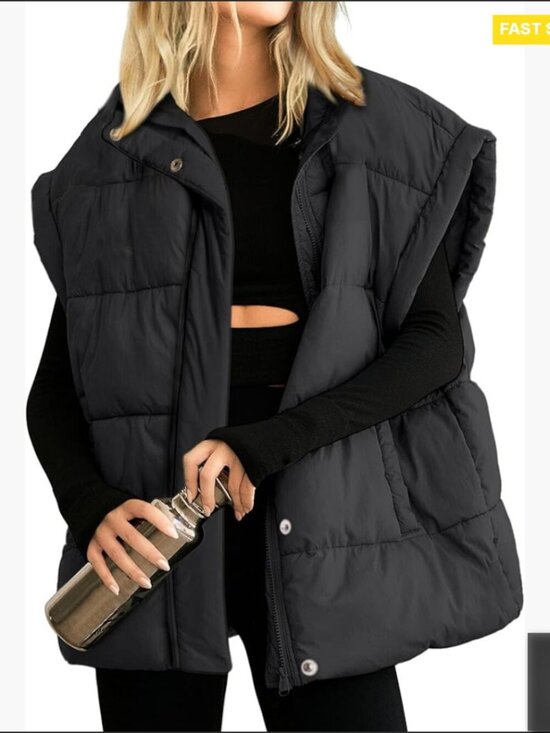 Jackets & Blazers - Puffer Vest Stand Collar Sleeveless Jacket Lightweight Padded Winter Chic